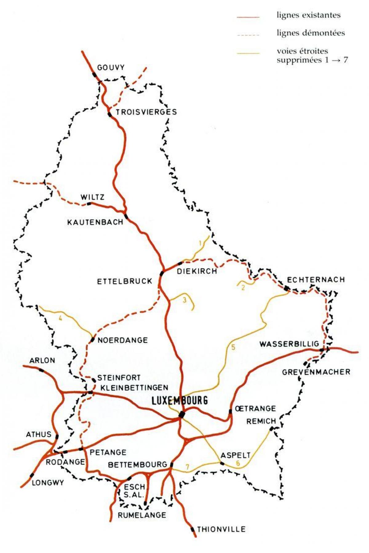 لوكسمبورغ للسكك الحديدية خريطة