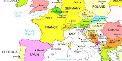 خريطة أوروبا توضح لوكسمبورغ